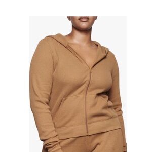 SKIMS NWT Waffle Knit Zip Up Hoodie - Camel